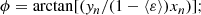 $$ \begin{aligned} \phi = \arctan [({ y}_n/(1 - \langle \varepsilon \rangle )x_n)]; \end{aligned} $$