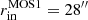 $ r_{\mathrm{in}}^{\mathrm{MOS1}}=28^{\prime\prime} $