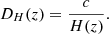 Mathematical equation: $$ \begin{aligned} D_H(z) = \frac{c}{H(z)}. \end{aligned} $$