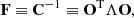 Mathematical equation: $$ \begin{aligned} \mathbf F \equiv \mathbf C ^{-1} \equiv \mathbf O ^{\mathrm{T} } {\Lambda } \mathbf O , \end{aligned} $$