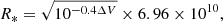 $$ \begin{aligned} R_*=\sqrt{10^{-0.4\Delta V}}\times {6.96 \times 10^{10}}, \end{aligned} $$
