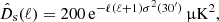$$ \begin{aligned}&\hat{D}_{\mathrm{s} }(\ell ) = 200\, \mathrm{e} ^{-\ell (\ell +1)\sigma ^2(30^\prime )} \,\upmu \mathrm{K} ^2,\end{aligned} $$