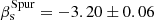 $ {\beta_{\mathrm{s}}^{\mathrm{Spur}}=-3.20\pm0.06} $