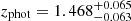 $ z_{\mathrm{phot}}=1.468_{-0.063}^{+0.065} $