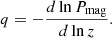 $$ \begin{aligned} q = -\frac{d \ln P_{\rm mag}}{d \ln z}. \end{aligned} $$