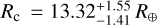 ${R_{\rm{c}}} = 13.32_{ - 1.41}^{ + 1.55}\,{R_ \oplus }$