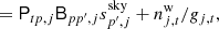 $$ \begin{aligned}&= \mathsf{P }_{tp,j}\mathsf{B }_{pp^\prime ,j} s^{\mathrm{sky} }_{p^\prime ,j} + n^{\mathrm{w} }_{j,t}/g_{j,t}, \end{aligned} $$