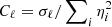 $ C_{\ell} = \sigma_{\ell}/\sum\nolimits_{i}\eta_{i}^2 $