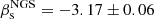 $ {\beta_{\mathrm{s}}^{\mathrm{NGS}}=-3.17\pm0.06} $