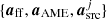 $ \{{\boldsymbol{a}}_{\mathrm{ff}}, {\boldsymbol{a}}_{\mathrm{AME}}, {\boldsymbol{a}}^j_{\mathrm{src}}\} $
