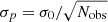 $ \sigma_{p} = \sigma_0/\sqrt{N_{\mathrm{obs}}} $