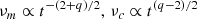$$ \begin{aligned} \nu _m\propto t^{-(2+q)/2}, \, \nu _c\propto t^{(q-2)/2} \end{aligned} $$