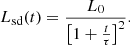 $$ \begin{aligned} L_{\mathrm{sd} }(t)=\frac{L_0}{\left[1+ \frac{t}{\tau } \right]^{2}}. \end{aligned} $$