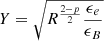 $ Y=\sqrt{R^{\frac{2-p}{2}}\frac{\epsilon_e}{\epsilon_B}} $