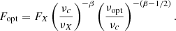 $$ \begin{aligned} F_{\rm opt}=F_X\left(\frac{\nu _c}{\nu _X}\right)^{-\beta }\left(\frac{\nu _{\rm opt}}{\nu _c}\right)^{-(\beta -1/2)}. \end{aligned} $$