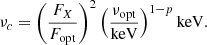 $$ \begin{aligned} \nu _c=\left( \frac{F_X}{F_{\rm opt}}\right)^2 \left(\frac{\nu _{\rm opt}}{\mathrm{keV}}\right)^{1-p} \mathrm{keV}. \end{aligned} $$