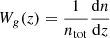 Mathematical equation: $$ \begin{aligned} W_g(z)&= \frac{1}{n_{\rm tot}}\frac{\mathrm{d}n}{\mathrm{d}z} \end{aligned} $$
