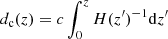 $ d_{\rm c}(z)=c\int_0^{z}H(z^\prime)^{-1}\mathrm{d}z^\prime $