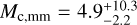 ${M_{{\rm{c,mm}}}} = 4.9_{ - 2.2}^{ + 10.3}{M_ \odot }$
