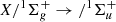 $ X/^1\Sigma_g^+ \rightarrow/^1\Sigma_u^+ $