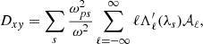 $$ \begin{aligned} D_{xy}=\sum _s\frac{\omega _{ps}^2}{\omega ^2}\sum _{\ell =-\infty }^{\infty } \ell \Lambda ^{\prime }_{\ell }(\lambda _s)\mathcal{A} _{\ell }, \end{aligned} $$