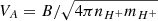 $ V_A={B}/{\sqrt{4\pi n_{H^+}m_{H^+}}} $