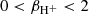 $ 0 < \beta_{\mathrm{H}^{+}} < 2 $