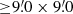 $ {\ge} 9{{\overset{\prime}{.}}}0 \times 9{{\overset{\prime}{.}}}0 $