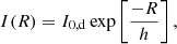 $$ \begin{aligned} I(R)=I_{0,\mathrm{d}} \exp \left[\frac{-R}{h}\right],~~~~~~~~~~~~~~~~~~ \end{aligned} $$