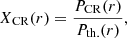 Mathematical equation: $$ \begin{aligned} X_{\rm CR}(r) = \dfrac{P_{\rm CR}(r)}{P_{\rm th.}(r)}, \end{aligned} $$