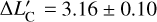 $\Delta {{L'}_{\rm{C}}} = 3.16 \pm 0.10$