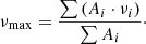 $$ \begin{aligned} \nu _{\rm max} = \frac{\sum {(A_{i}\cdot \nu _{i})}}{\sum {A_{i}}}\cdot \end{aligned} $$
