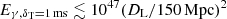 $ E_{\gamma, \delta_{\mathrm{T}} = 1\,\mathrm{ms}} \lesssim 10^{47} ({D}_{\mathrm{L}}/150\,\mathrm{Mpc})^2 $