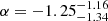 $ \alpha = -1.25^{-1.16}_{-1.34} $