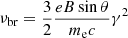 Mathematical equation: $ \nu_{\mathrm{br}} = \frac{3}{2}\frac{eB\sin \theta}{m_{\mathrm{e}} c}\gamma^2 $