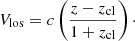 Mathematical equation: $$ \begin{aligned} V_{\mathrm{los} }=c\left(\frac{z-z_{\rm cl}}{1+z_{\rm cl}}\right)\cdot \end{aligned} $$