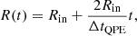 $$ \begin{aligned} R(t) = R_{\rm in}+ \frac{2R_{\rm in}}{\Delta t_{\rm QPE}} t, \end{aligned} $$