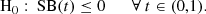 $$ \begin{aligned} \text{ H}_0 : \text{ SB}(t) \le 0 \qquad \forall ~t \in (0,1) .\end{aligned} $$