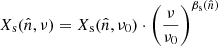 $$ \begin{aligned} X_{\rm s}(\hat{n},\nu ) = X_{\rm s}(\hat{n},\nu _{0}) \cdot \Bigg (\frac{\nu }{\nu _{0}} \Bigg )^{\beta _{\rm s}(\hat{n})} \end{aligned} $$