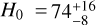${H_0} = 74_{ - 8}^{ + 16}$