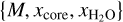 $\left\{ {M,{x_{{\rm{core}}}},{x_{{{\rm{H}}_2}{\rm{O}}}}} \right\}$