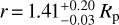 $r = 1.41_{ - 0.03}^{ + 0.20}{R_{\rm{p}}}$