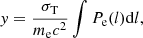 $$ \begin{aligned} { y} = \frac{\sigma _{\mathrm{T} }}{m_{\mathrm{e} }c^{2}} \int P_{\mathrm{e} }(l) \mathrm{d}l, \end{aligned} $$