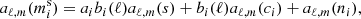 $$ \begin{aligned} a_{\ell ,m}(m_{i}^\mathrm{s}) = a_{i}{b_{i}(\ell )}a_{\ell ,m}(s) + {b_{i}(\ell )}a_{\ell ,m}(c_{i}) + a_{\ell ,m}(n_{i}), \end{aligned} $$