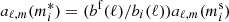 $ a_{\ell,m}(m_{i}^{*})=(b^{\mathrm{f}}(\ell)/b_{i}(\ell))a_{\ell,m}(m_{i}^{\mathrm{s}}) $
