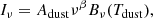 $$ \begin{aligned} I_\nu =A_{\mathrm{dust} }\nu ^{\beta }{B}_{\nu }(T_{\mathrm{dust} }), \end{aligned} $$