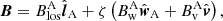 $$ \begin{aligned} \boldsymbol{B}=B_{\rm los}^\mathrm{A}\hat{\boldsymbol{l}}_{\rm A}+\zeta \left(B_{\rm w}^\mathrm{A}\hat{\boldsymbol{w}}_{\rm A}+B_{\rm v}^\mathrm{A}\hat{\boldsymbol{v}}\right), \\ \end{aligned} $$