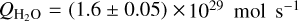 ${Q_{{{\rm{H}}_2}{\rm{O}}}} = \left( {1.6 \pm 0.05} \right) \times {10^{29}}\,{\rm{mol}}\,{{\rm{s}}^{ - 1}}$