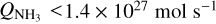 ${Q_{{\rm{N}}{{\rm{H}}_3}}} &gt; 1.4 \times {10^{27}}\,{\rm{mol}}\,{{\rm{s}}^{ - 1}}$