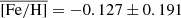 $ \overline{\mathrm{[Fe/H]}} = -0.127 \pm 0.191 $